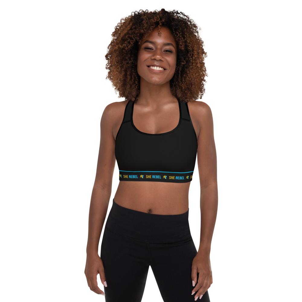Blue & Gold She Rebel Logo Sports Bra